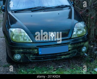 mold on neglected car front Stock Photo