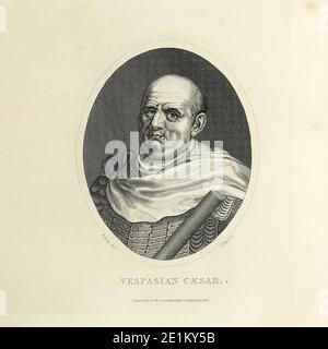Vespasian (Vespasianus 17 November AD 9 – 24 June 79)[2] was Roman emperor from 69 to 79. The fourth and last in the Year of the Four Emperors, he founded the Flavian dynasty that ruled the Empire for 27 years. Copperplate engraving From the Encyclopaedia Londinensis or, Universal dictionary of arts, sciences, and literature; Volume XXII;  Edited by Wilkes, John. Published in London in 1827 Stock Photo