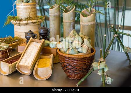 Foods for Chinese traditional dragon boat festival in lunar May in China Stock Photo