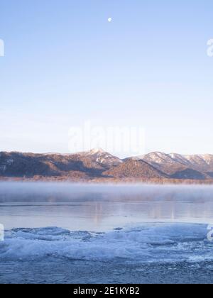 Lake Kussharo 屈斜路湖, Kussharo-ko caldera lake  Akan National Park,  Hokkaido, Japan. Stock Photo