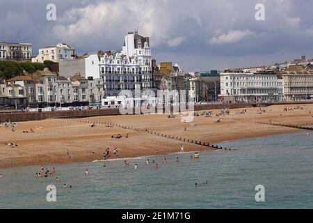 Hastings seafront and beach, east sussex, uk Stock Photo