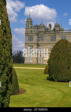 Exterior of Burghley House, a grand sixteenth century English country house, Stamford, Lincolnshire, UK Stock Photo