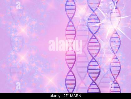 DNA molecules structures on pink background. Science and Technology, 3d render Stock Photo