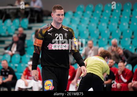 Kolding, Denmark. 07th Jan, 2021. Kevin Moller (20) of Denmark seen in the test match between Denmark and Norway at Sydbank Arena in Kolding. (Photo Credit: Gonzales Photo/Alamy Live News Stock Photo