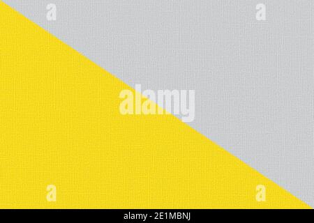 Trendy colors of the year 2021. Linen texture of ultimate grey and illuminating colored paper for pastels and watercolors. Modern background for text Stock Photo