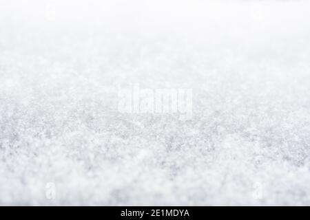 Snow or snowy surface close up, winter background with snowflakes Stock Photo