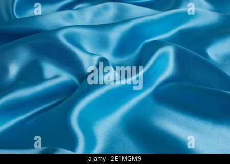 Blue satin background, abstract Stock Photo