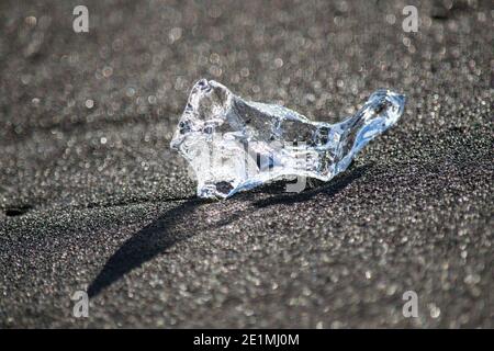 Pieces of ice at Diamond Beach in Iceland Stock Photo