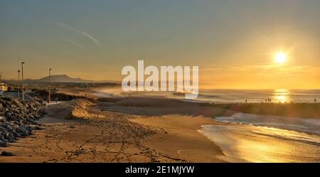 Sunset over Biarritz Beach, HDR Image Stock Photo