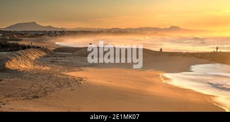 Sunset over Biarritz Beach, HDR Image Stock Photo