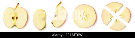 Sliced apple isolated on white background, top view Stock Photo