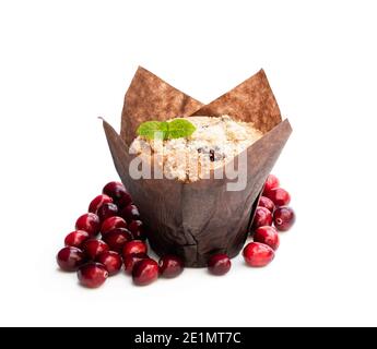 Cranberry  muffins isolated on white background Stock Photo