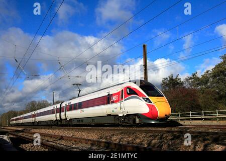 LNER, Azuma 800 class train, East Coast Main Line Railway, Peterborough, Cambridgeshire, England, UK Stock Photo