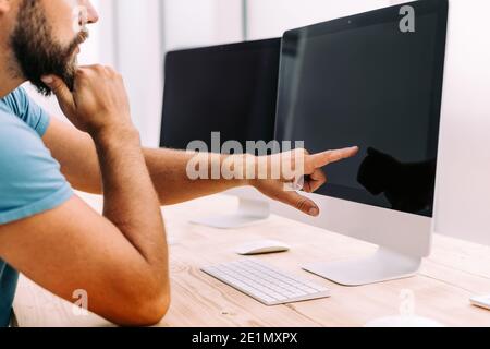 close up. web designer works on a computer Stock Photo