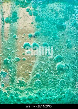 Colourful abstract background go rising bubbles in liquid Stock Photo