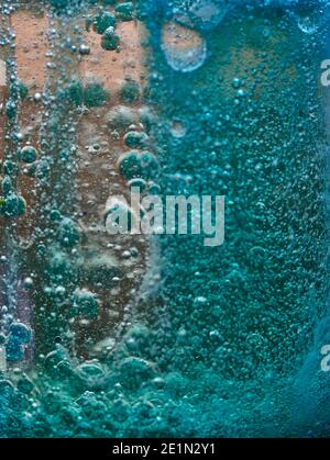 Colourful abstract background go rising bubbles in liquid Stock Photo