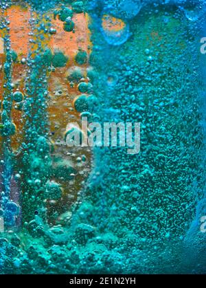 Colourful abstract background go rising bubbles in liquid Stock Photo