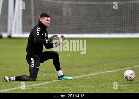 OLDHAM, ENGLAND. JAN 8TH Ian Lawlor of Oldham Athletic during training at Chapel Road, Oldham before the FA Cup third round tie against Bournemouth at the Vitality Stadium, Bournemouth. Credit: MI News & Sport /Alamy Live News Stock Photo