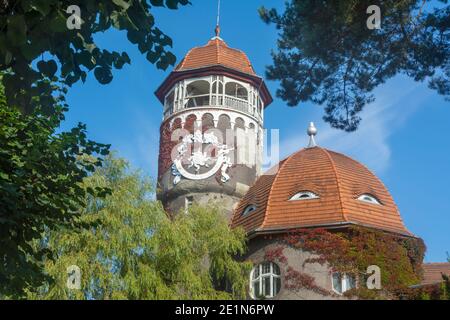 Water tower built 1908 in the city of Svetlogorsk, Kaliningrad region. Attraction in the Baltic Sea resort. Selective focus. Stock Photo