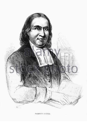 The Reverend Samson Occom portrait, 1723 – 1792, was a member of the Mohegan nation, from near New London, Connecticut, who became a Presbyterian cleric, vintage illustration from 1851 Stock Photo