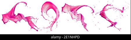 collection of pink paint splashes isolated on a white background. Stock Photo