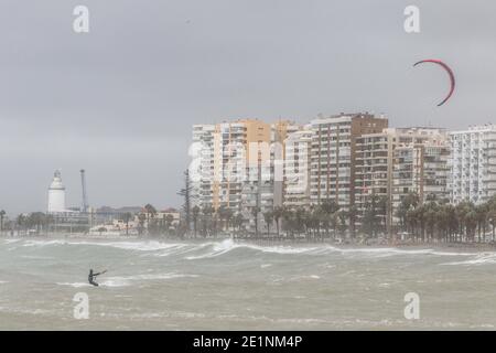 People on the Malagueta beach. January 10, 2025 in Malaga, Andalusia ...