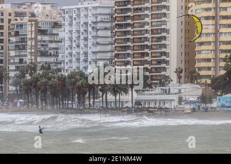 People on the Malagueta beach. January 10, 2025 in Malaga, Andalusia ...