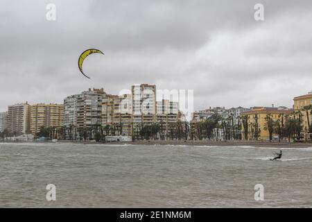 People on the Malagueta beach. January 10, 2025 in Malaga, Andalusia ...