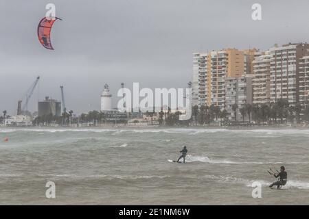 People on the Malagueta beach. January 10, 2025 in Malaga, Andalusia ...