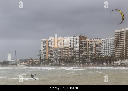 People on the Malagueta beach. January 10, 2025 in Malaga, Andalusia ...