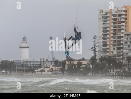 People on the Malagueta beach. January 10, 2025 in Malaga, Andalusia ...