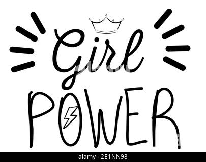 Girl power inscription handwritten with bright pink vivid font. GRL PWR ...