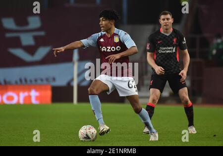 Aston Villa's Kaine Kesler-Hayden in action during the Emirates FA Cup third round match at Villa Park, Birmingham. Stock Photo