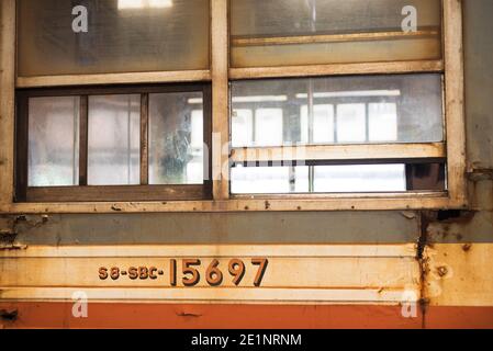 Rusty old train in the Colombo Railway Station. Sri Lanka Stock Photo