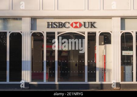 Edinburgh, Scotland - January 8 2021: HSBC uk branch on Princes Street in Edinburgh closed during Covid-19 lockdown. Stock Photo