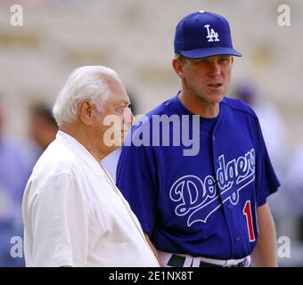 Tommy Lasorda Los Angeles Dodgers Coach Worn Game Used Jersey w/ GIBSON  HEROES