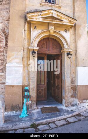 Inside and outside of orthodox church Stock Photo