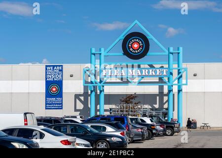 Pickering farmer's market in Pickering, Ontario, Canada. Stock Photo