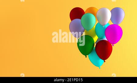 Colorful Birthday Banner Balloons with Empty Space Stock Photo