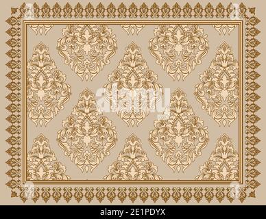 Decorative vintage background with elegant patterns and border. Stock Photo