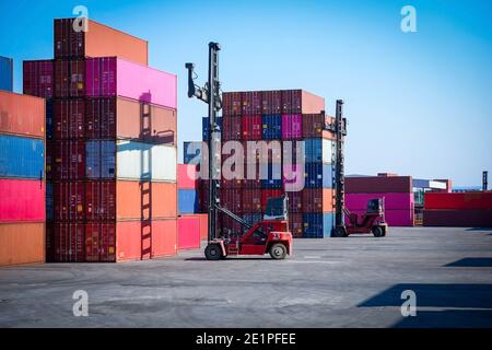 Container handlers In the container yard Stock Photo