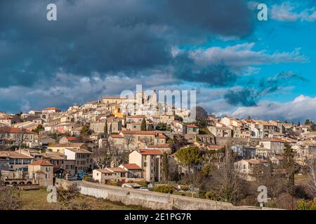 Panorama of village Valensole, Provence, France Stock Photo