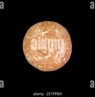 Glazed gingerbread lebkuchens with chocolate isolated on black. German round gingerbread called 'Lebkuchen' Stock Photo