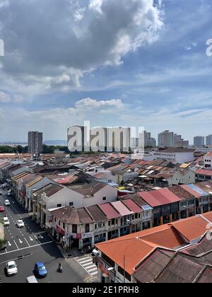 George Town view from Magazine Road towards the waterfront. Stock Photo