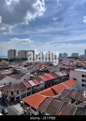 George Town view from Magazine Road towards the waterfront. Stock Photo