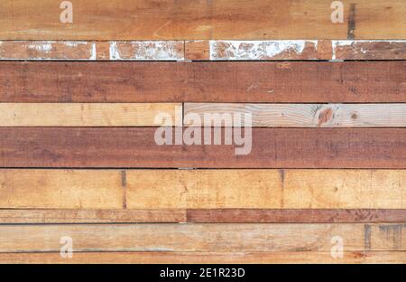 Detail image of a a wall made of various sizes and types of wood Stock Photo