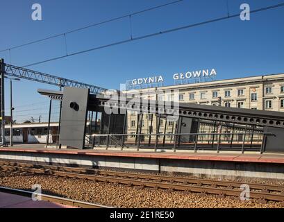 Railway station Gdynia Glowna – main railway station in Gdynia. Poland Stock Photo