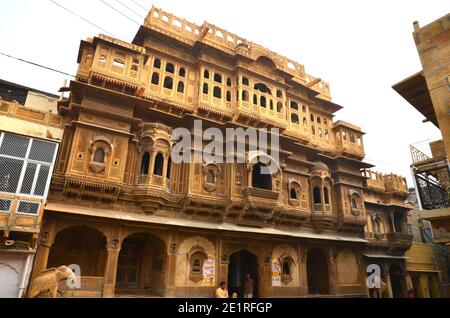 Nathmalji Ki Haveli in Jaisalmer, Rajasthan Stock Photo