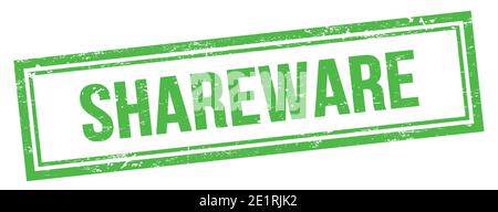 SHAREWARE text on green grungy vintage rectangle stamp Stock Photo - Alamy