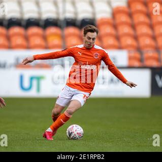 Bloomfield Road, Blackpool, Lancashire, UK. 9th Jan, 2021. English FA Cup Football, Blackpool versus West Bromwich Albion; Daniel Kemp of Blackpool with the ball Credit: Action Plus Sports/Alamy Live News